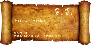 Heincz Vidor névjegykártya